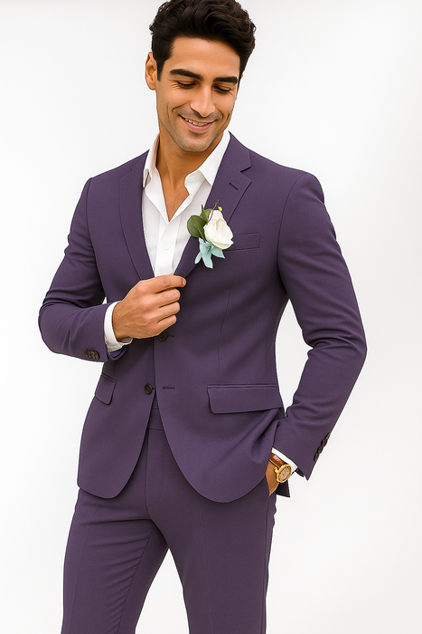 Mens Cotton Suit - Purple Summer Suit