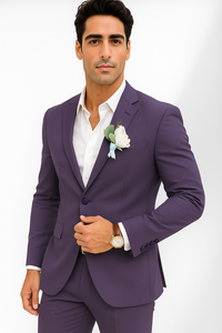 Mens Cotton Suit - Purple Summer Suit