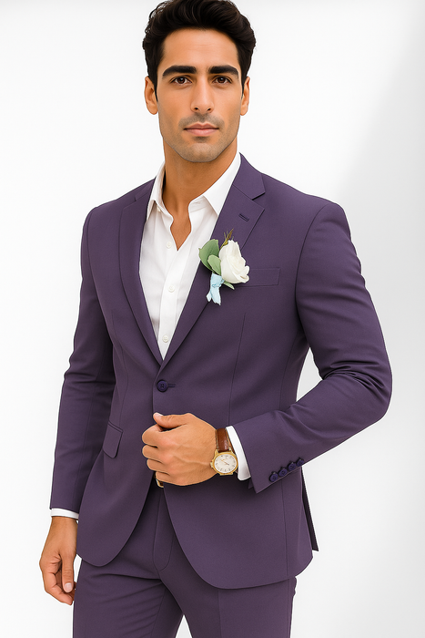 Mens Cotton Suit - Purple Summer Suit