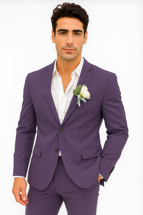 Mens Cotton Suit - Purple Summer Suit