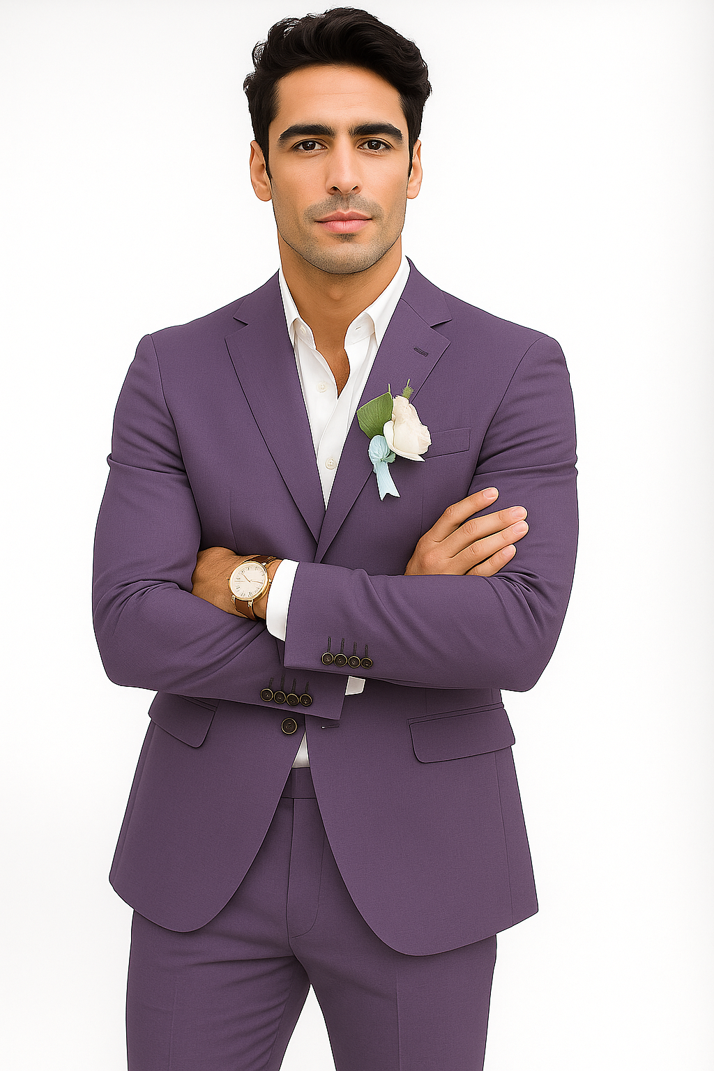 Mens Cotton Suit - Purple Summer Suit - Image 5