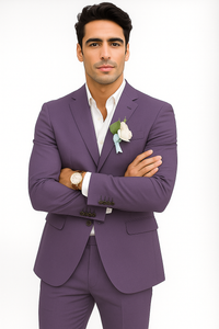 Mens Cotton Suit - Purple Summer Suit