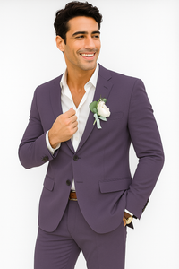 Mens Cotton Suit - Purple Summer Suit