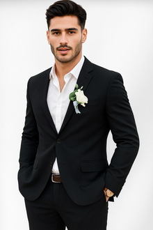 Mens Cotton Suit - Black Summer Suit