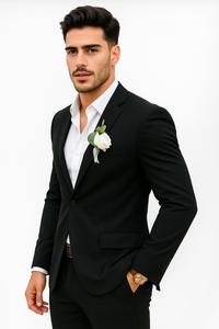 Mens Cotton Suit - Black Summer Suit