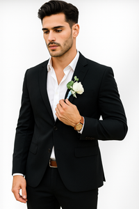 Mens Cotton Suit - Black Summer Suit