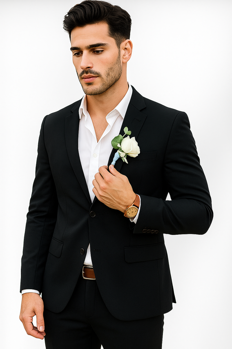 Mens Cotton Suit - Black Summer Suit