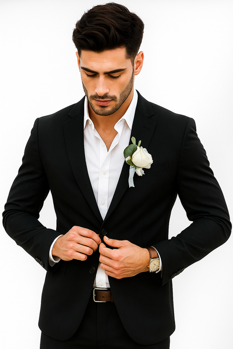 Mens Cotton Suit - Black Summer Suit