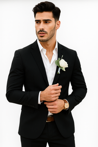 Mens Cotton Suit - Black Summer Suit