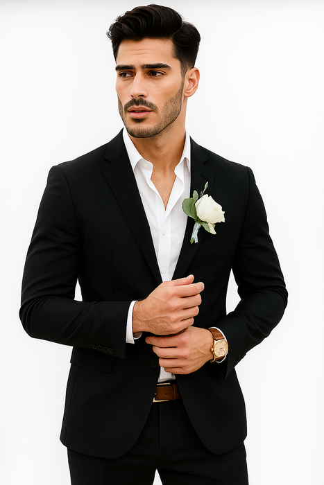 Mens Cotton Suit - Black Summer Suit