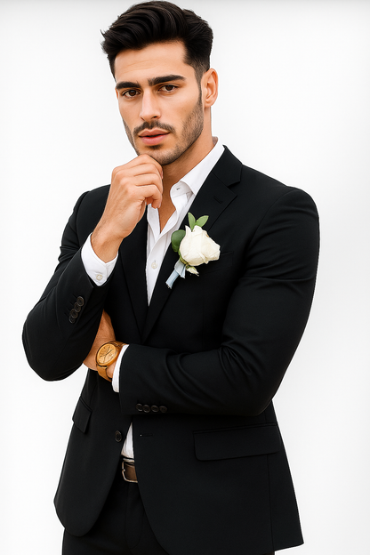 Mens Cotton Suit - Black Summer Suit - Image 3