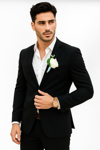 Mens Cotton Suit - Black Summer Suit