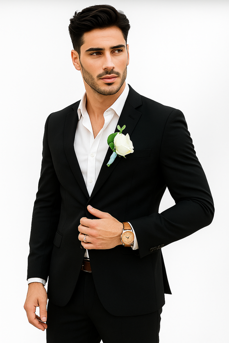 Mens Cotton Suit - Black Summer Suit