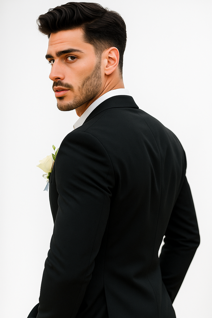 Mens Cotton Suit - Black Summer Suit - Image 2