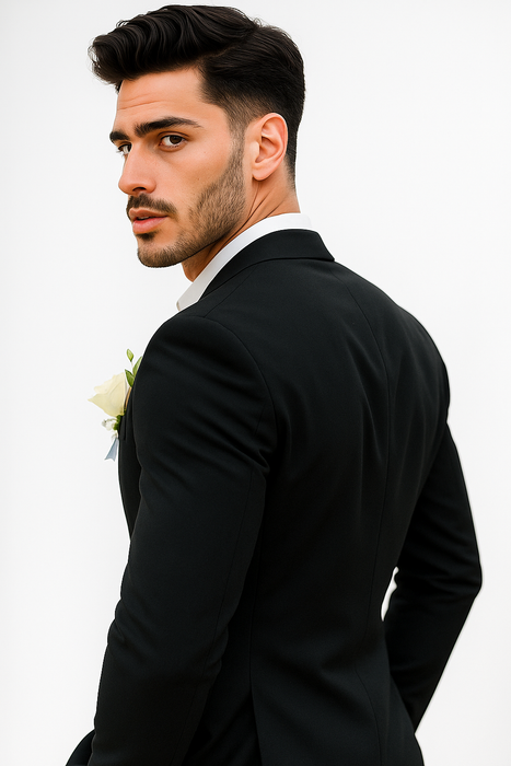 Mens Cotton Suit - Black Summer Suit