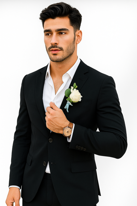 Mens Cotton Suit - Black Summer Suit