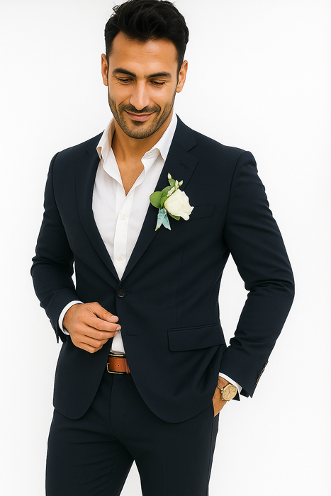 Mens Cotton Suit - Navy Summer Suit