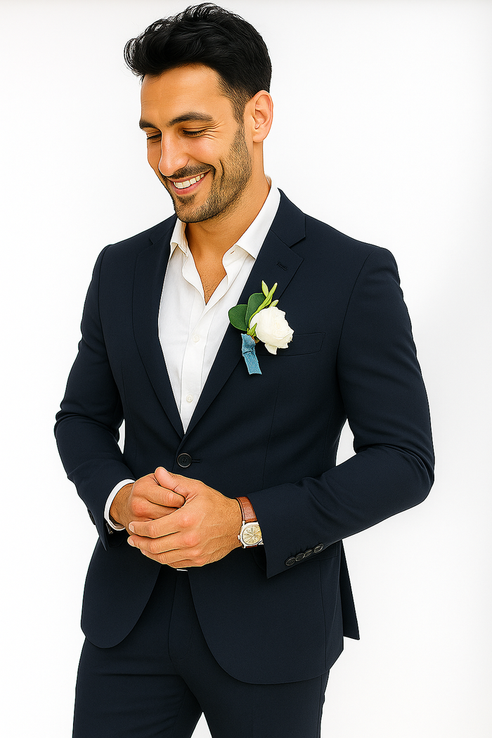 Mens Cotton Suit - Navy Summer Suit - Image 5