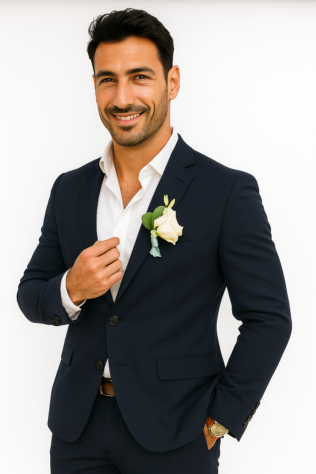 Mens Cotton Suit - Navy Summer Suit - Image 3