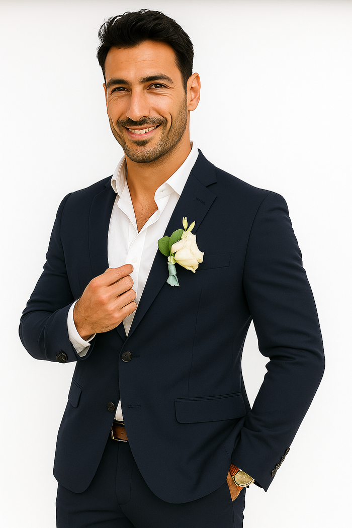 Mens Cotton Suit - Navy Summer Suit - Image 3