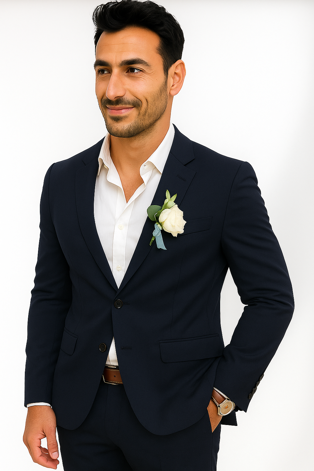 Mens Cotton Suit - Navy Summer Suit - Image 6
