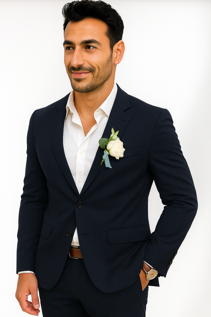 Mens Cotton Suit - Navy Summer Suit - Image 6