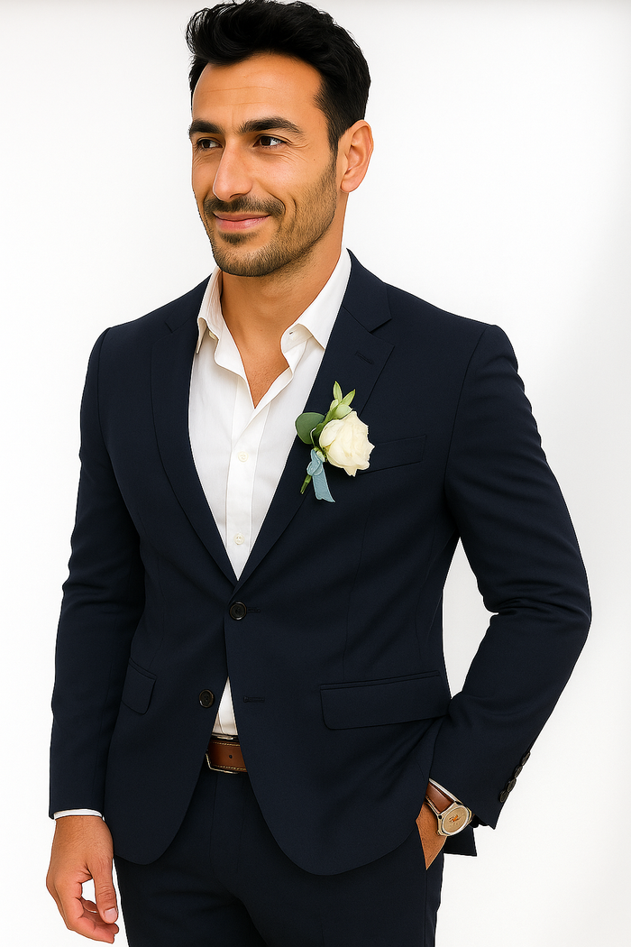 Mens Cotton Suit - Navy Summer Suit - Image 6