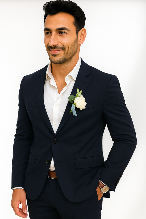 Mens Cotton Suit - Navy Summer Suit