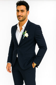 Mens Cotton Suit - Navy Summer Suit - Image 8