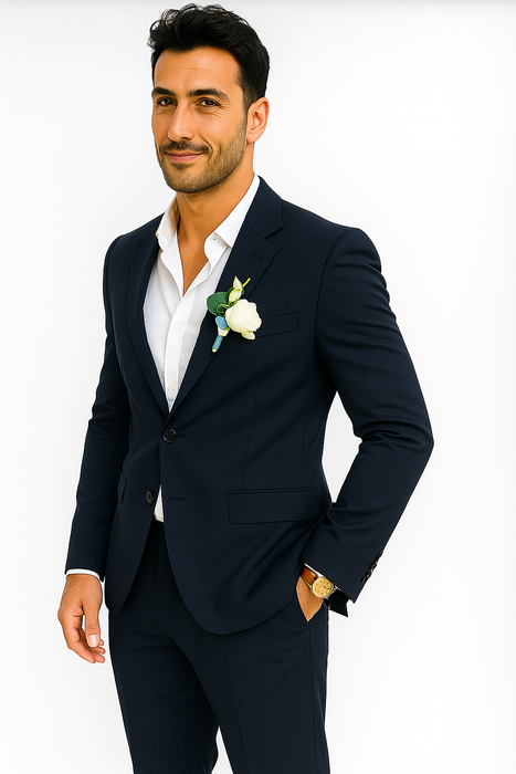 Mens Cotton Suit - Navy Summer Suit