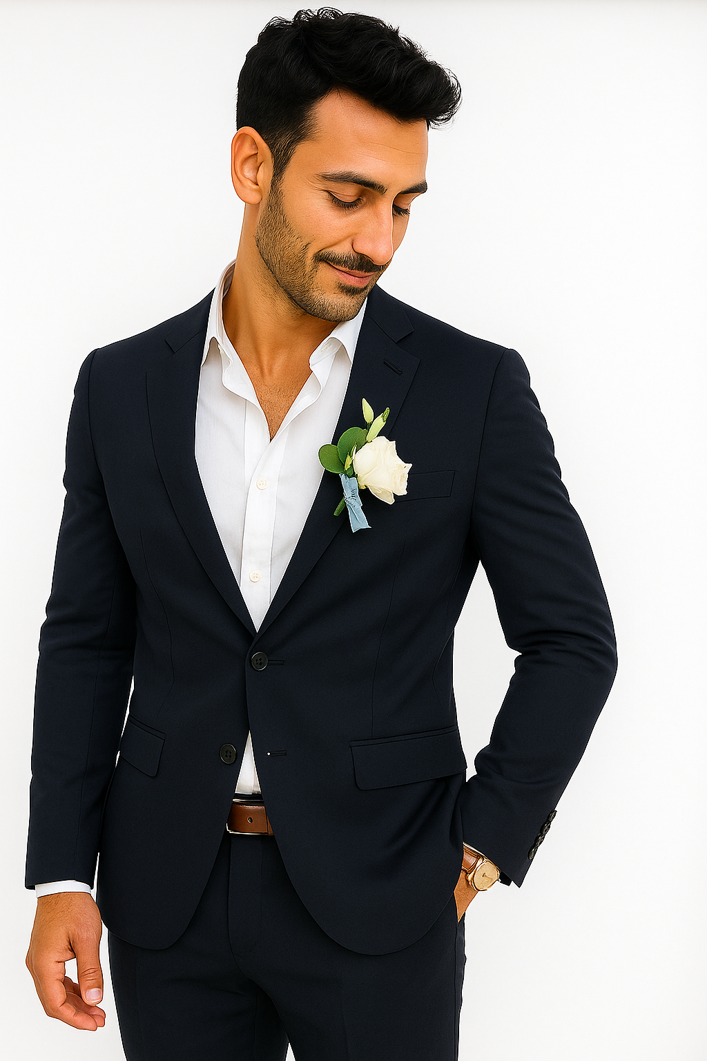 Mens Cotton Suit - Navy Summer Suit - Image 2