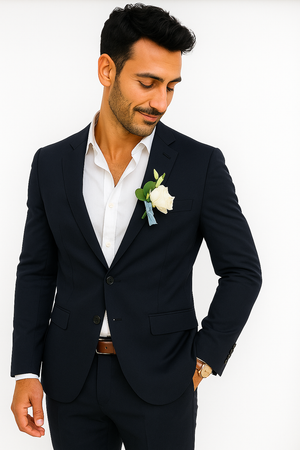 Mens Cotton Suit - Navy Summer Suit - Image 2