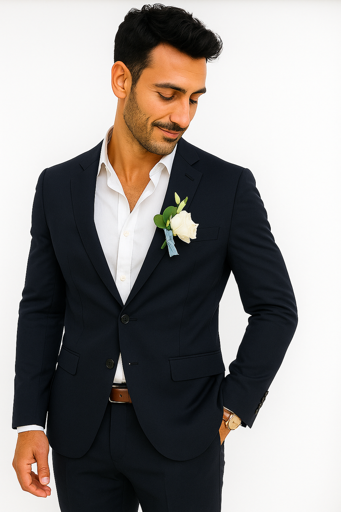 Mens Cotton Suit - Navy Summer Suit - Image 2