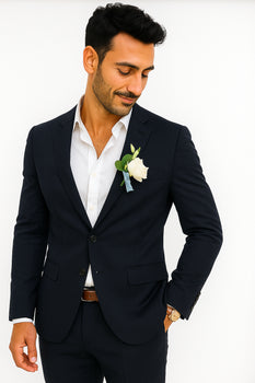 Mens Cotton Suit - Navy Summer Suit - Image 2