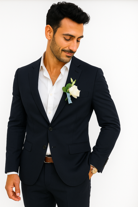 Mens Cotton Suit - Navy Summer Suit