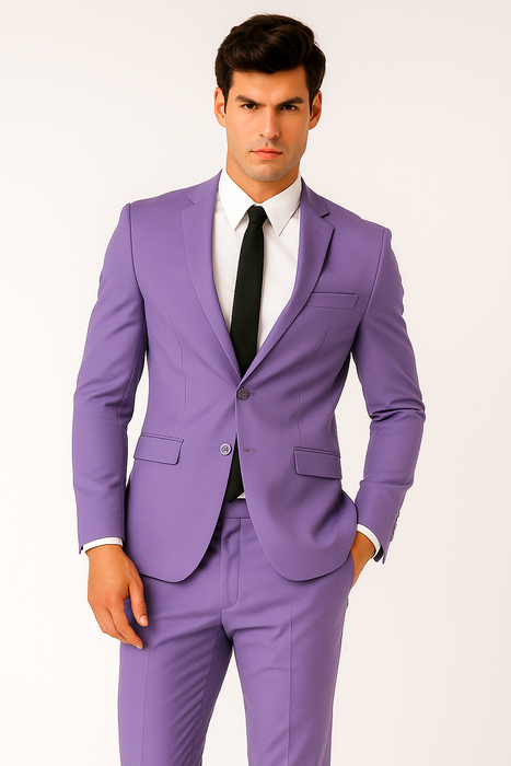 Mens Cotton Fabric Suit - Lavender Suit For Summer