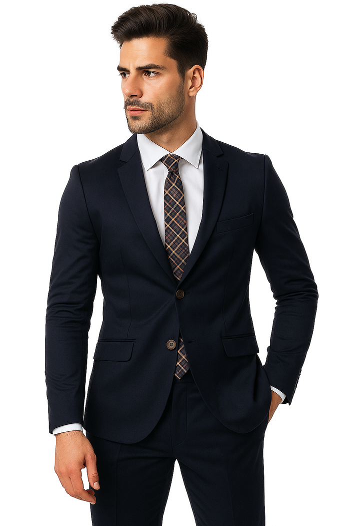 Mens Cotton Fabric Suit - Navy Suit For Summer - Image 2