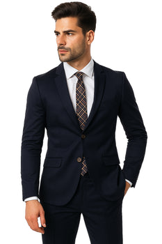 Mens Cotton Fabric Suit - Navy Suit For Summer - Image 2