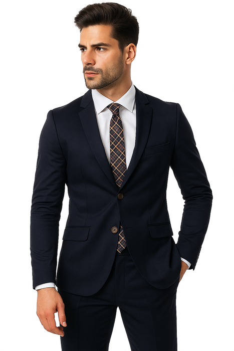 Mens Cotton Fabric Suit - Navy Suit For Summer