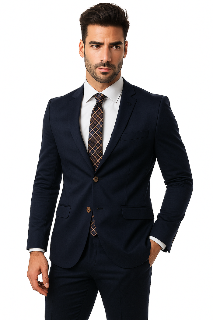 Mens Cotton Fabric Suit - Navy Suit For Summer - Image 6