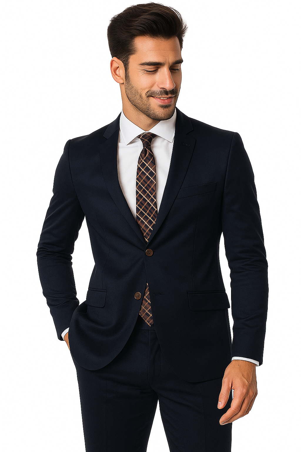 Mens Cotton Fabric Suit - Navy Suit For Summer - Image 3