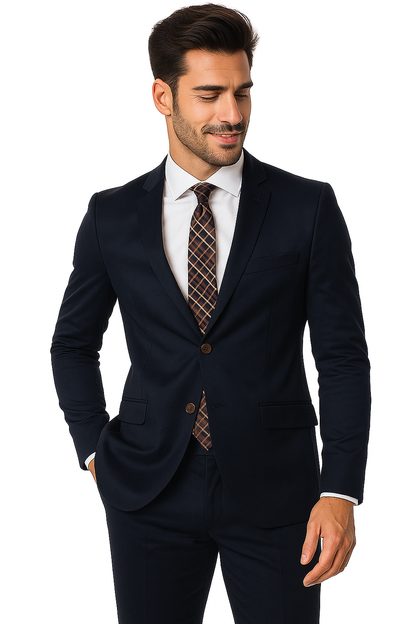 Mens Cotton Fabric Suit - Navy Suit For Summer - Image 3