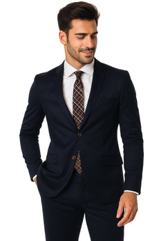 Mens Cotton Fabric Suit - Navy Suit For Summer - Image 3