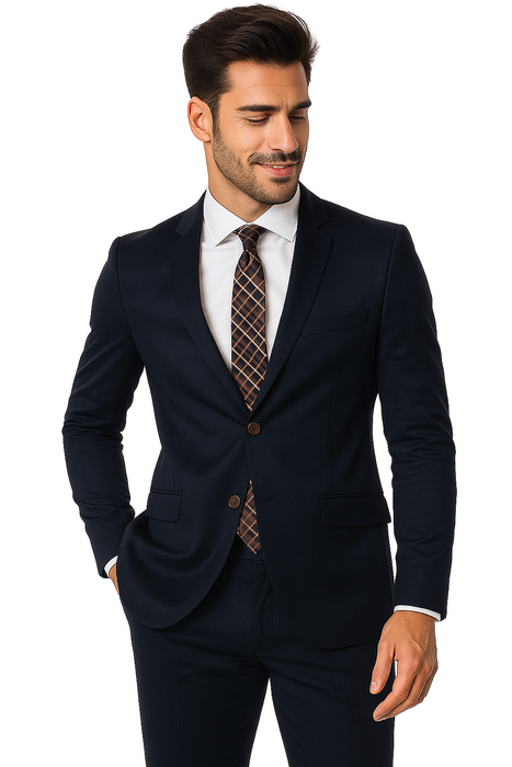 Mens Cotton Fabric Suit - Navy Suit For Summer