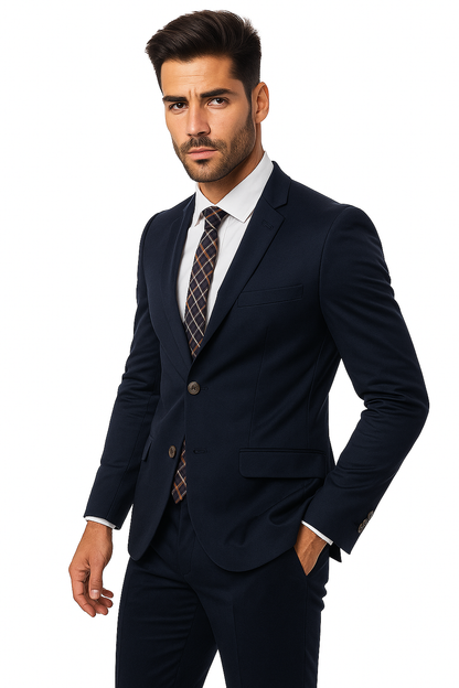 Mens Cotton Fabric Suit - Navy Suit For Summer - Image 7