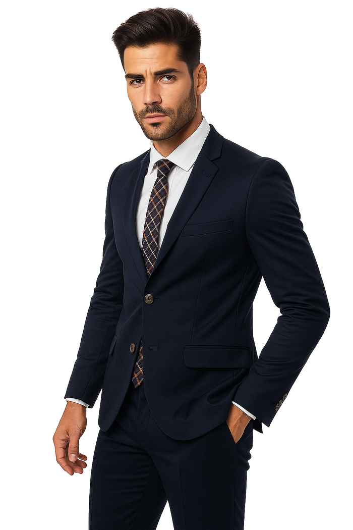 Mens Cotton Fabric Suit - Navy Suit For Summer - Image 7