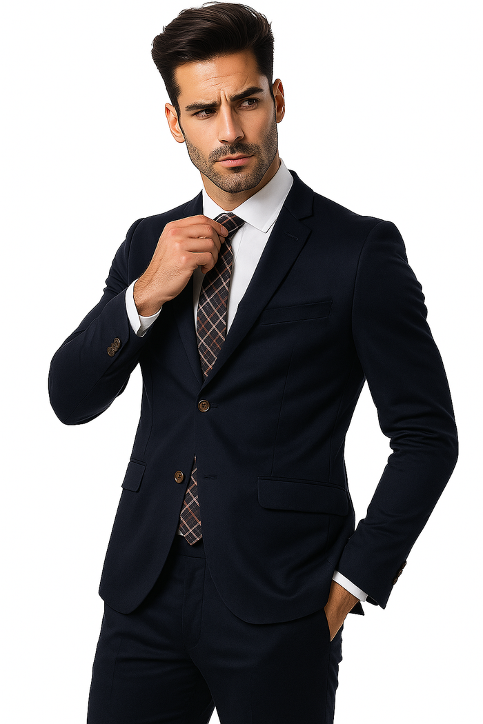 Mens Cotton Fabric Suit - Navy Suit For Summer - Image 8