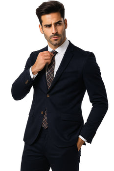 Mens Cotton Fabric Suit - Navy Suit For Summer - Image 8
