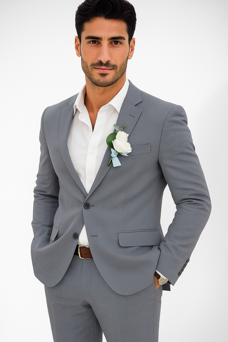 Mens Cotton Suit - Charcoal Summer Suit