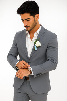 Mens Cotton Suit - Charcoal Summer Suit - Image 2